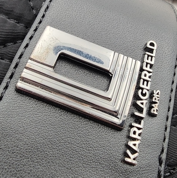 Karl Lagerfeld open toe zip up heeled boots black and silver hardware - Picture 9 of 10